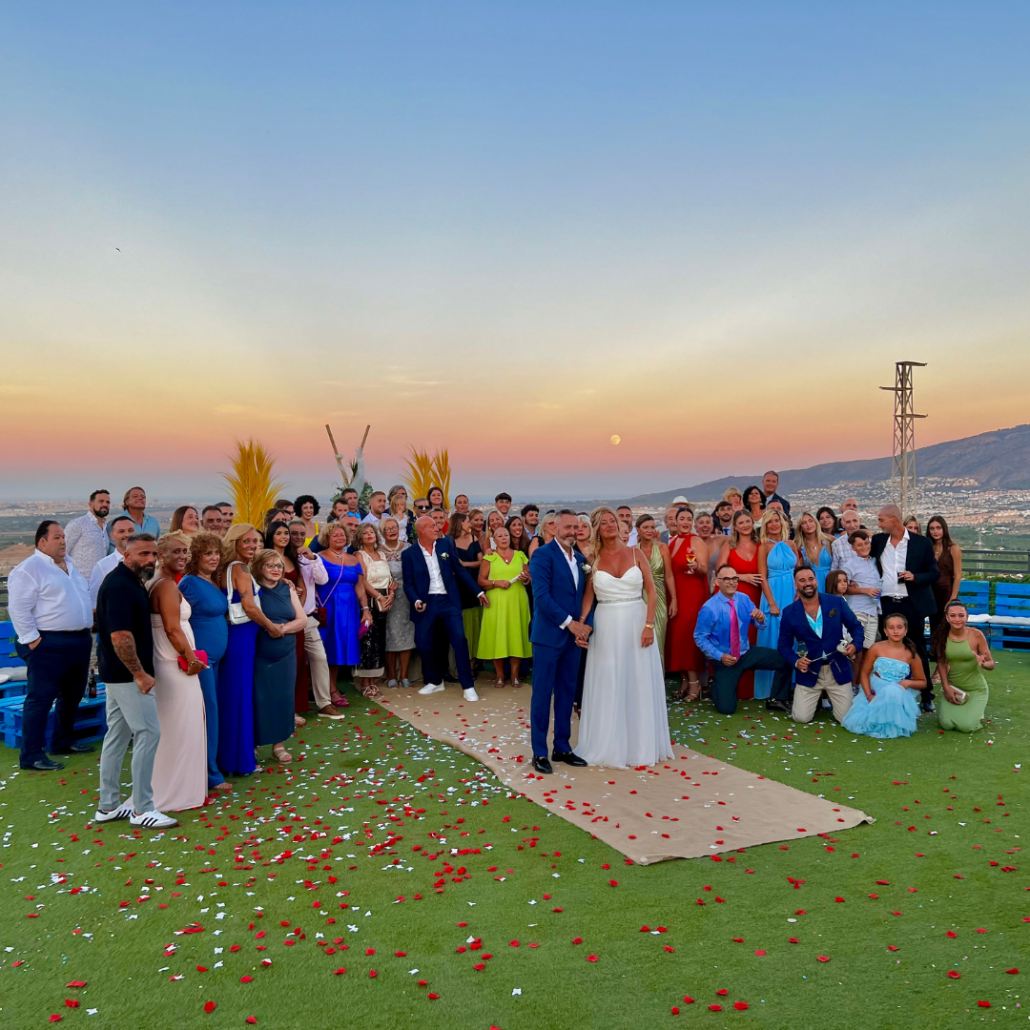 Boda al atardecer en Sunview Park, Málaga