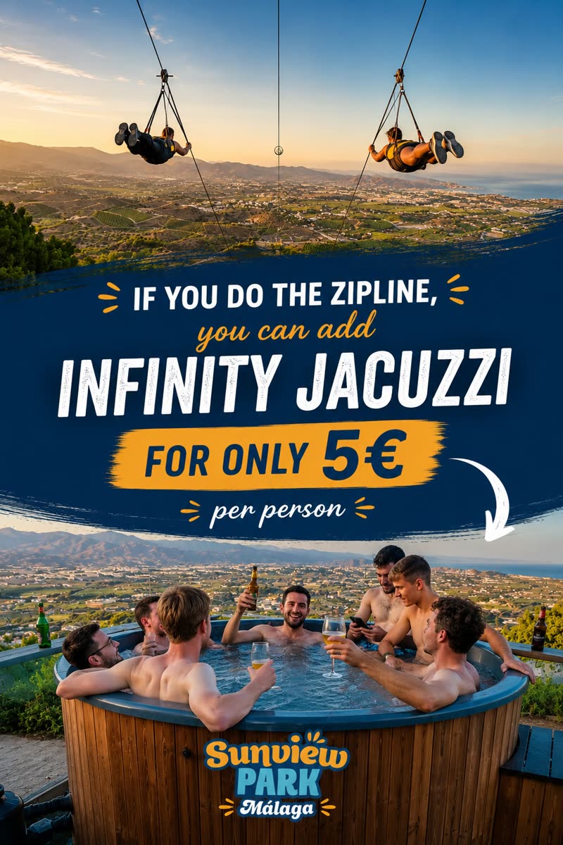 If you do the zipline, you can add the Infinity Jacuzzi for only €5 more per person (subject to availability, request and pay at the ticket office)